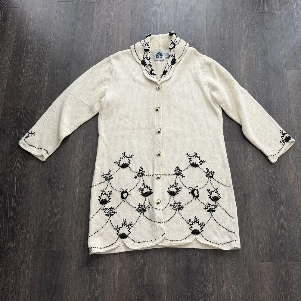 Storybook Knits Sweater Women 1X Long Floral Cardigan Open Front Forever Famous - Picture 8 of 14